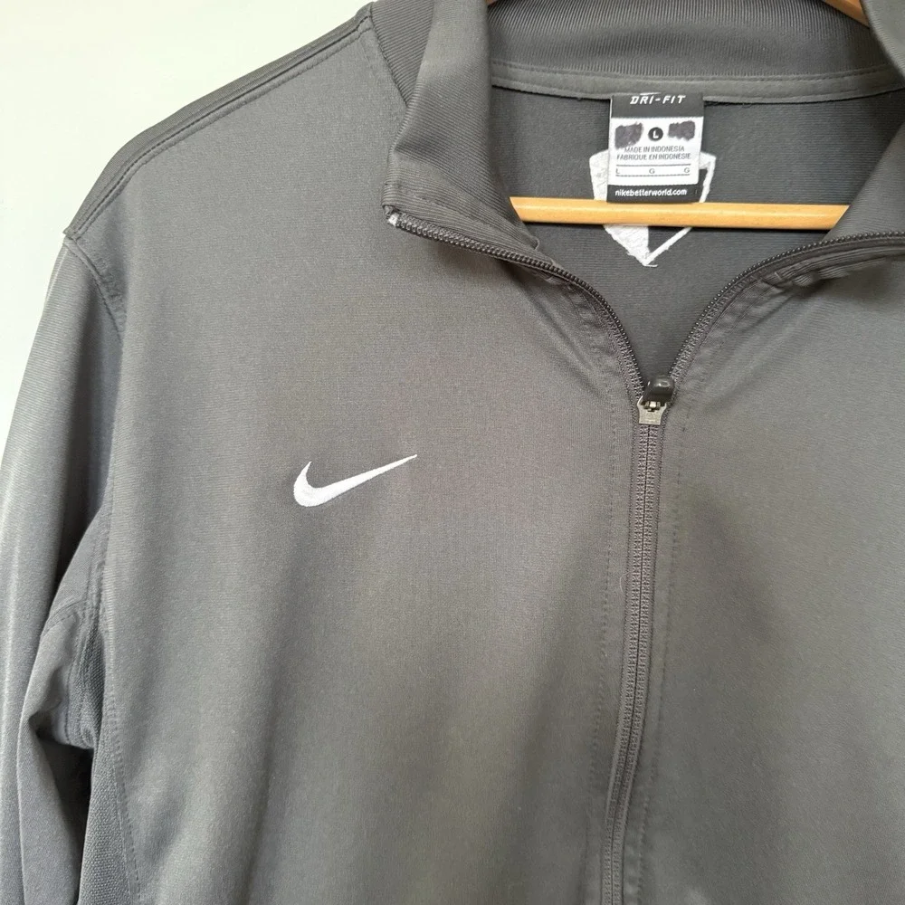 Nike Dri-fit Training Jacket Men's Large Gray Athleisure Full‎ Zip Gym Track